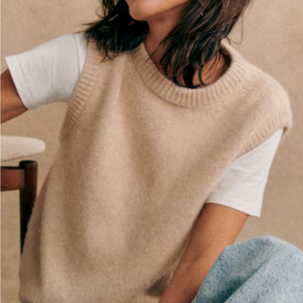 Sezane Vanilla /Cream Samuel Alpaca Vest Large L